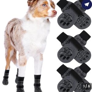 EXPAWLORER Gray and Black Dog Paw Socks - Medium